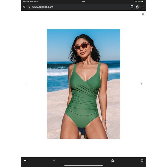 Cupshe Green Ruched Long Torso‎ Tummy Control One-Piece Size XLT NWT - Picture 1 of 14